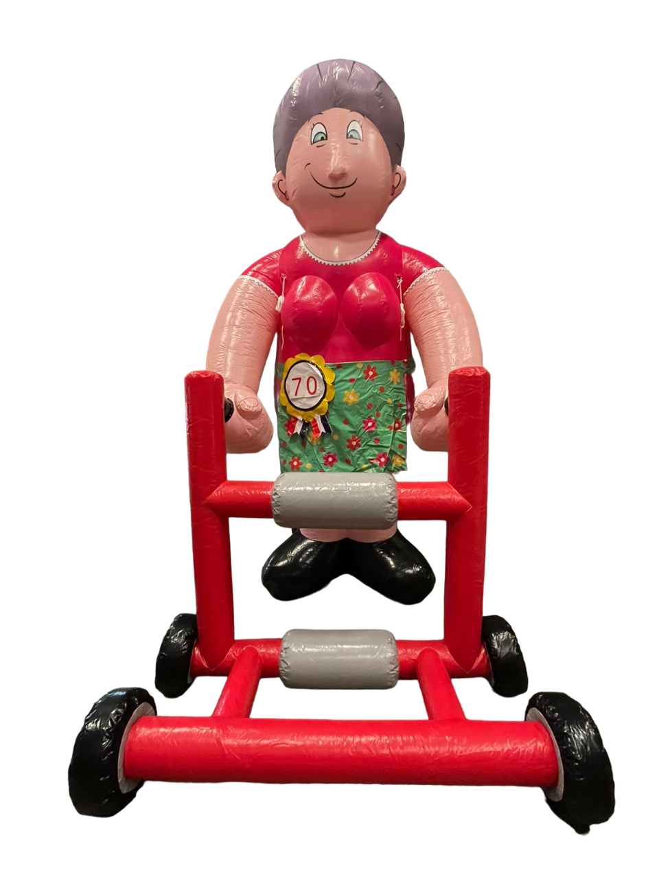 Verjaardagspop met rollator vrouw 70 jaar