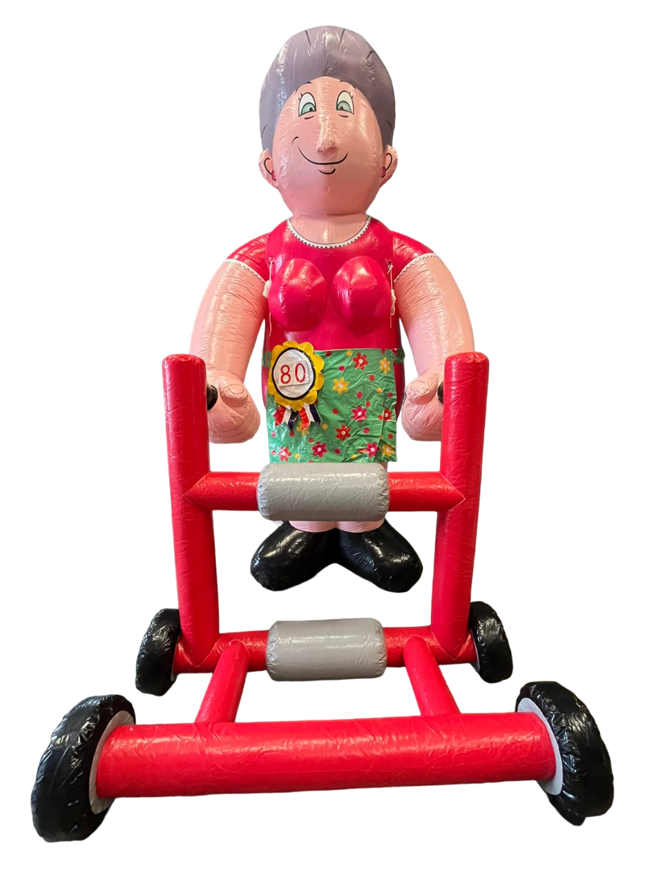 Verjaardagspop met rollator vrouw 80 jaar