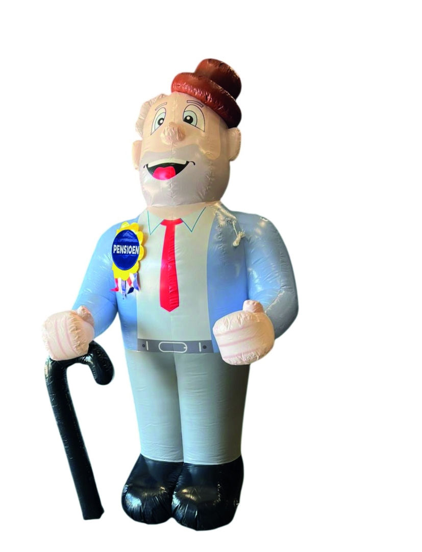 Pensioen Pop Man met Wandelstok H4,0 m.