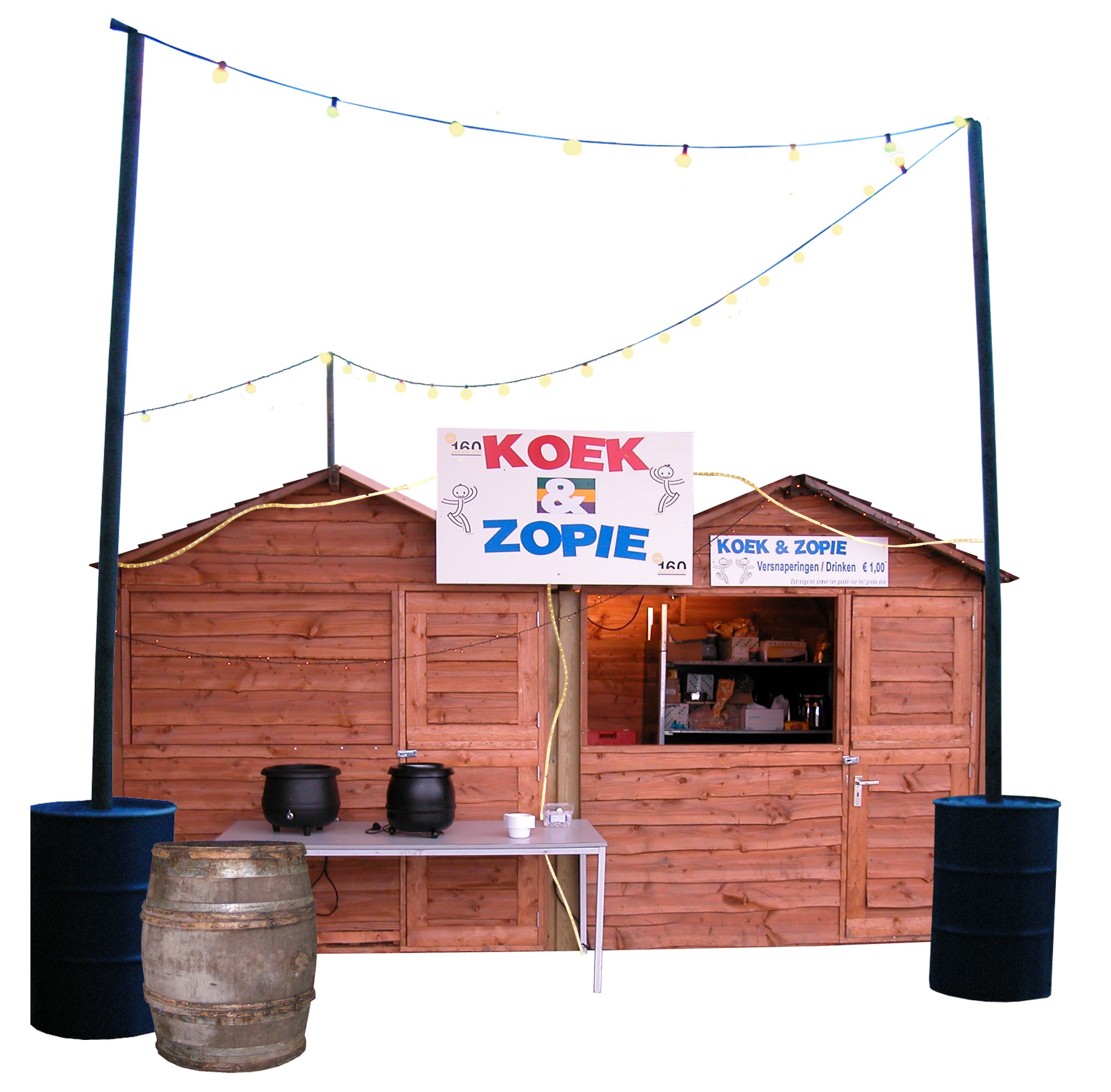 Prikkabel incl.4 tonnen & palen 32 lampjes,