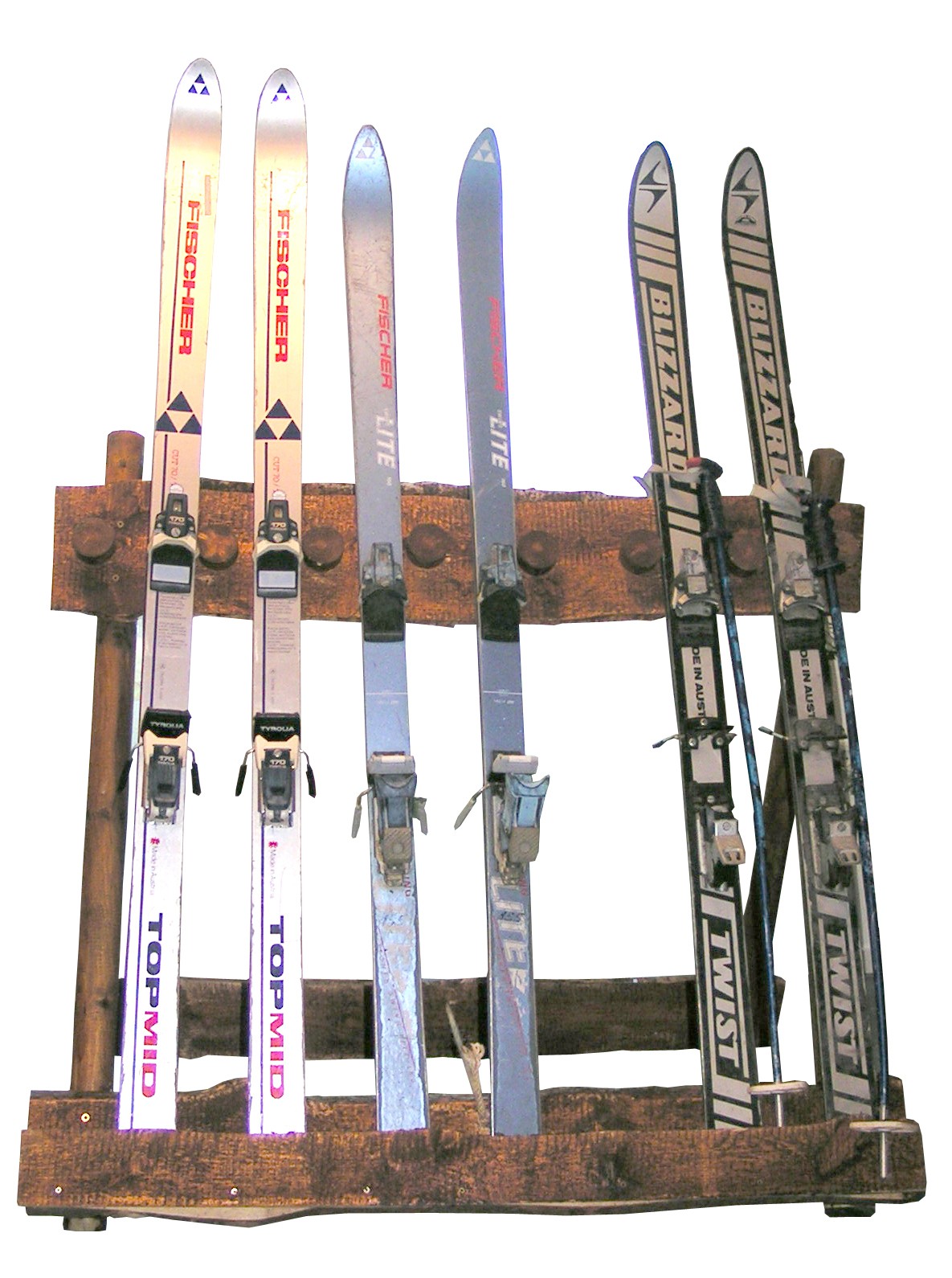 Râtelier à skis bois, porte skis bois, rack à skis bois